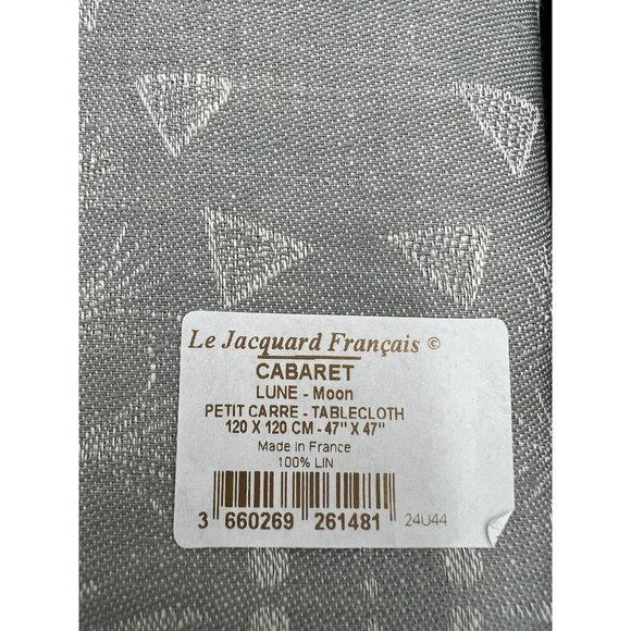 Le Jacquard Francais 100% Linen Tablecloth "Moon" Silver Brown 47”x47"NIB - Picture 4 of 6